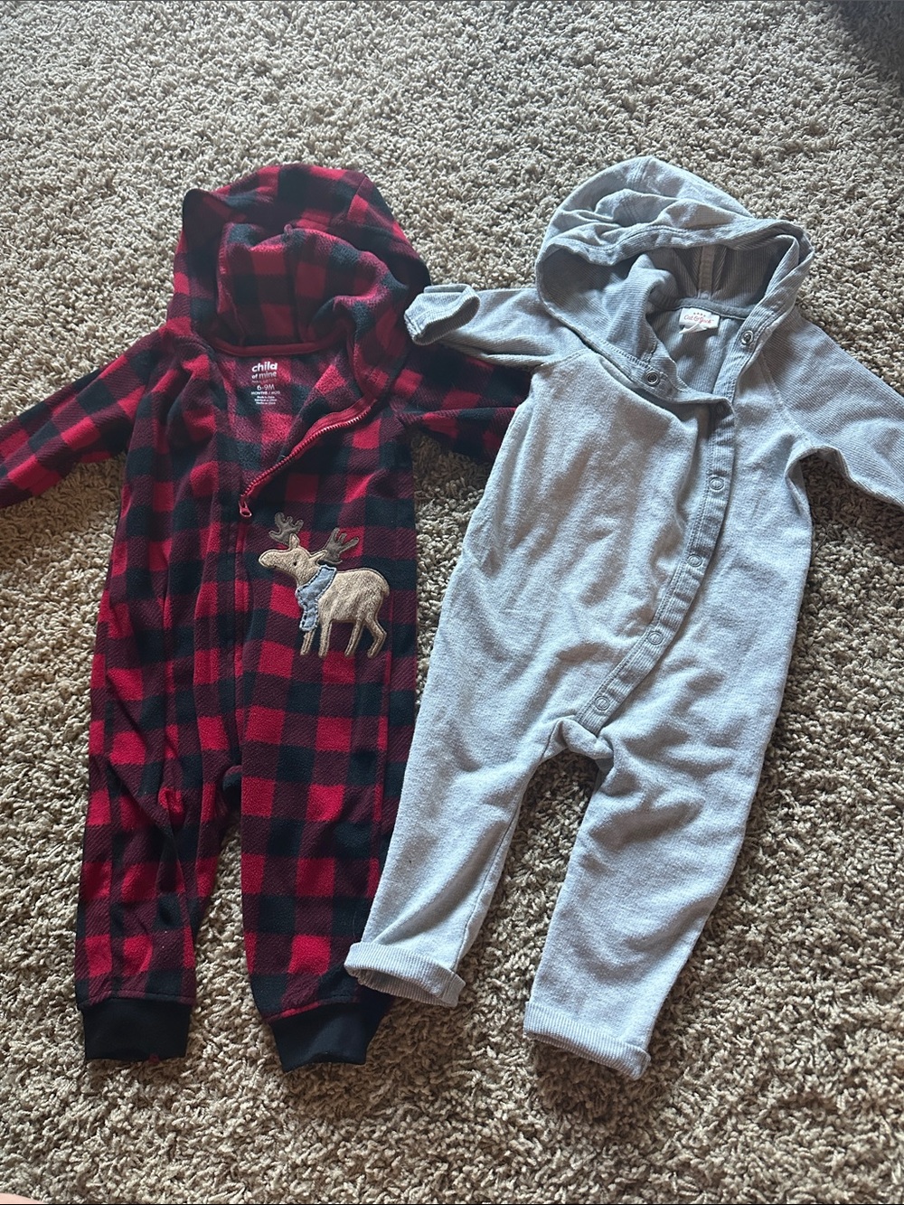Red Buffalo Plaid Hooded One-Piece duo